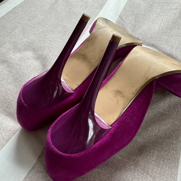 EUC Steve Madden Varcityy Suede Fuchsia Heels Sz 7.5M - Picture 5 of 6